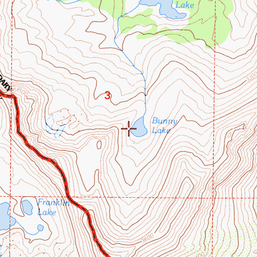 Topographic Map of Bunny Lake, CA