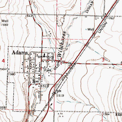 Topographic Map of East Umatilla County Rural Fire Protection District Station 2, OR