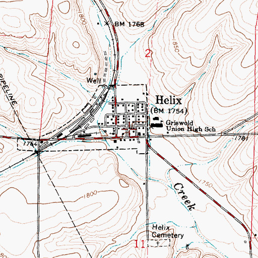Topographic Map of Helix Rural Fire Protection District 7 Station 1 Headquarters, OR