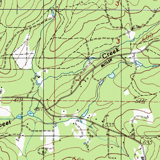 Topographic Map of Lane County Fire District 1 Station 103, OR