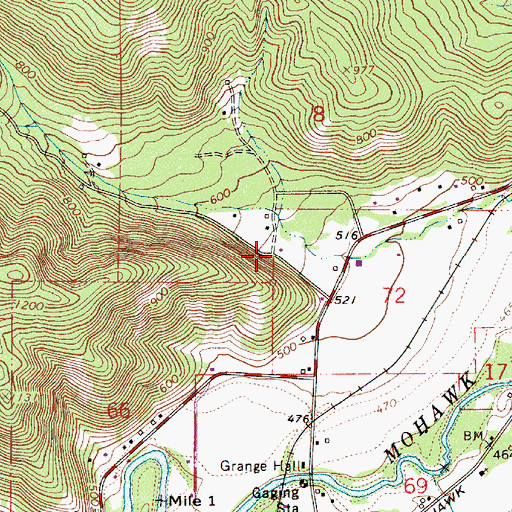 Topographic Map of Mohawk Valley Rural Fire District Station 5, OR