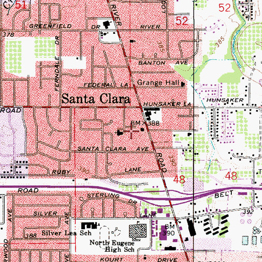 Topographic Map of Santa Clara Rural Fire Protection District Station 1, OR