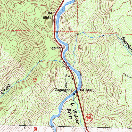 Topographic Map of Burcham Creek, CA