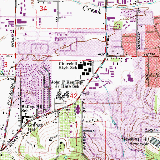 Topographic Map of Eugene Fire Station 10 Bailey Hill Station, OR