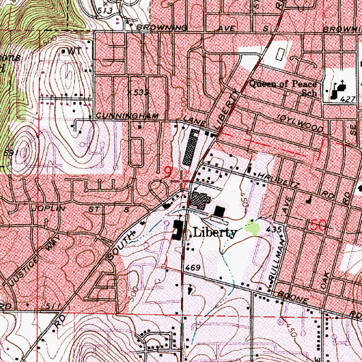 Topographic Map of Salem Fire Department Station 7, OR
