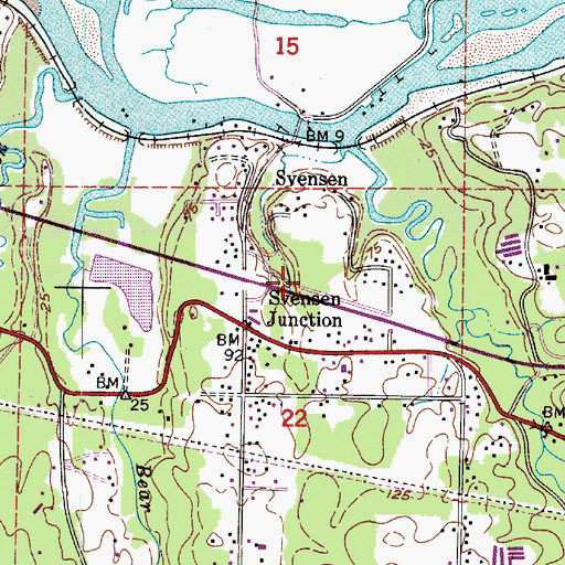 Topographic Map of Knappa Svensen Rural Fire Protection Department Station 2, OR