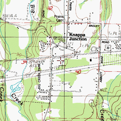 Topographic Map of Knappa Svensen Rural Fire Protection Department, OR