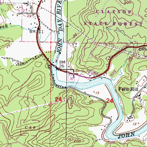Topographic Map of John Day Rural Fire Protection Department, OR