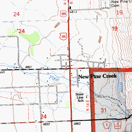 Topographic Map of New Pine Creek Rural Fire Protection District, OR