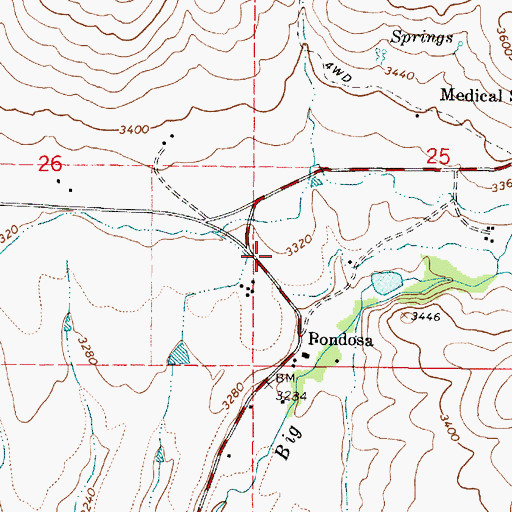 Topographic Map of Medical Springs Rural Fire Protection District, OR