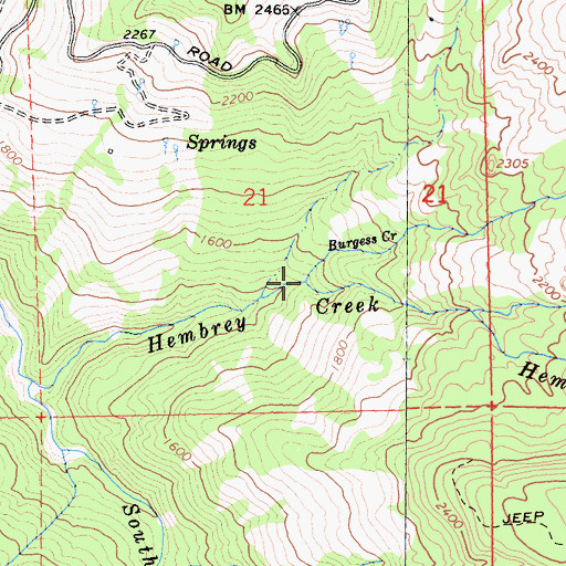 Topographic Map of Burgess Creek, CA