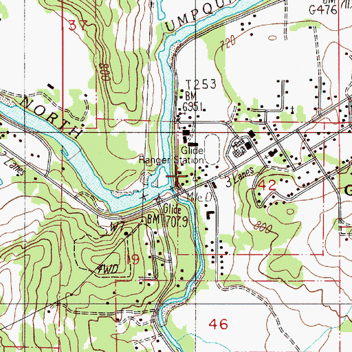 Topographic Map of United States Forest Service North Umpqua Ranger District, OR