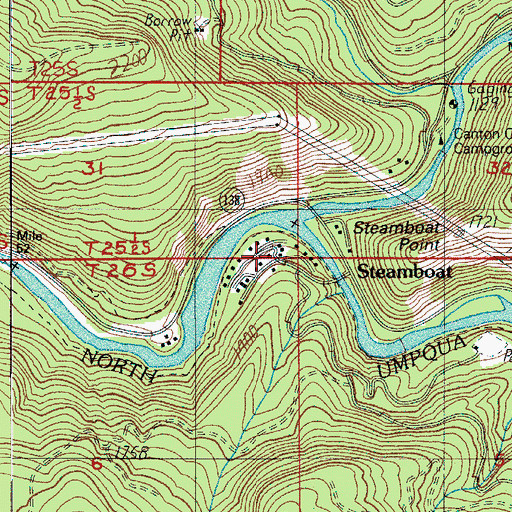 Topographic Map of United States Forest Service North Umpqua Ranger District Steamboat Workstation, OR
