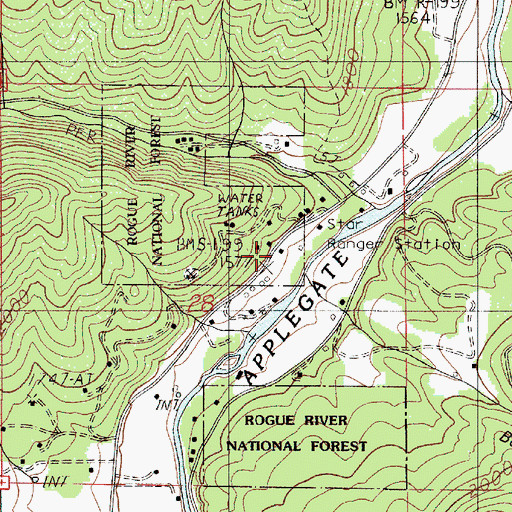 Topographic Map of United States Forest Service Applegate Ranger District, OR