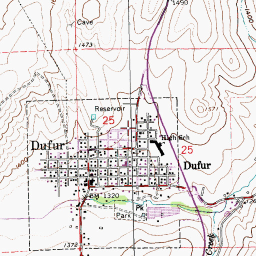 Topographic Map of United States Forest Service Dufur Ranger Station, OR