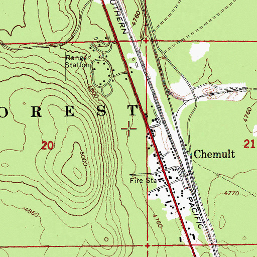 Topographic Map of Chemult Rural Fire Protection District Station 1 Headquarters, OR