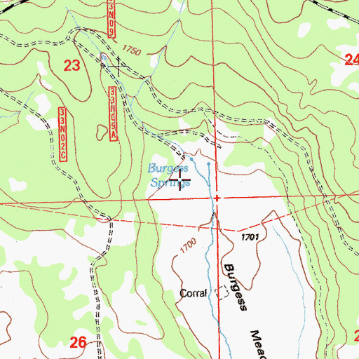 Topographic Map of Burgess Springs, CA