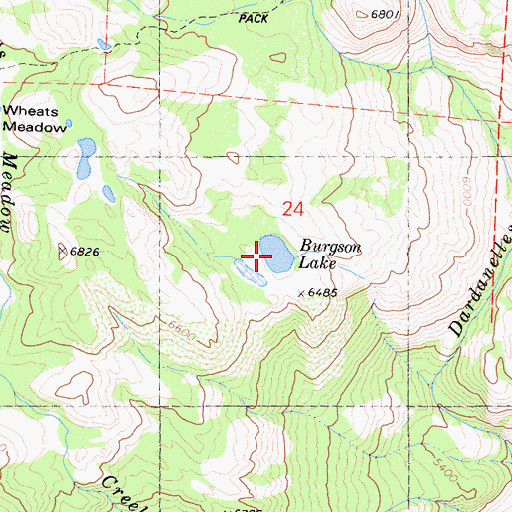 Topographic Map of Burgson Lake, CA
