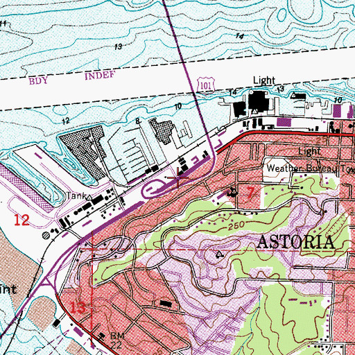 Topographic Map of Astoria Fire Department Station 2, OR
