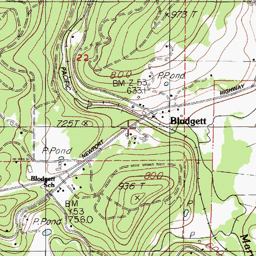 Topographic Map of Blodgett - Summit Rural Fire Protection District Station 1, OR