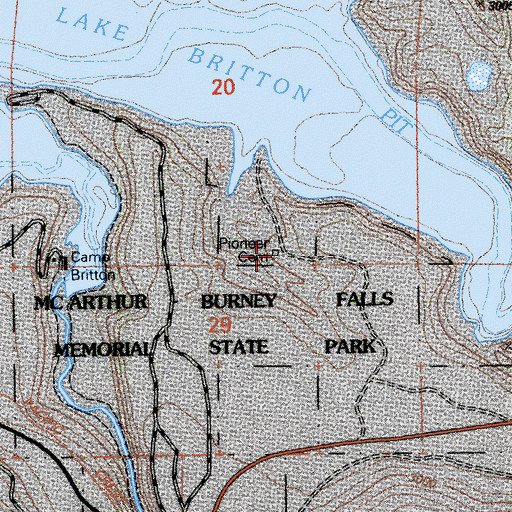 Topographic Map of Burney Falls Pioneer Cemetery, CA