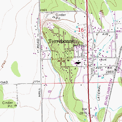 Topographic Map of Redmond Fire and Rescue Station 402, OR