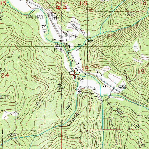 Topographic Map of Tiller Rural Fire Protection District Drew Station, OR