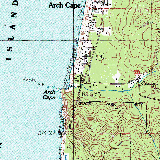 Topographic Map of Cannon Beach Rural Fire Protection District Arch Cape Station, OR