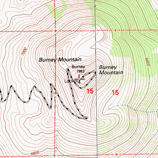 Topographic Map of Burney Mountain, CA
