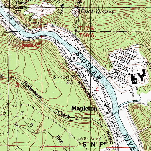 Topographic Map of Mapleton Fire Station, OR