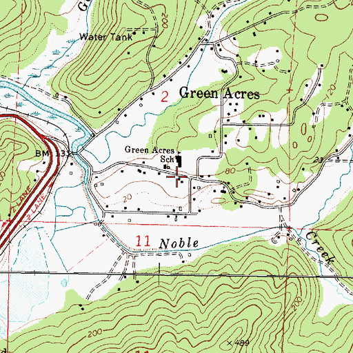 Topographic Map of Greenacres Rural Fire Protection District, OR
