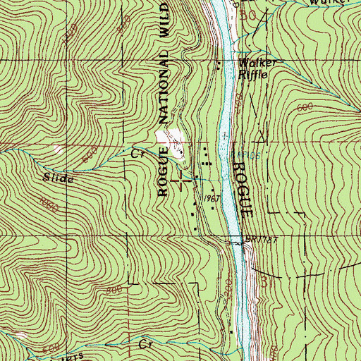 Topographic Map of Agness Illahee Fire Department, OR