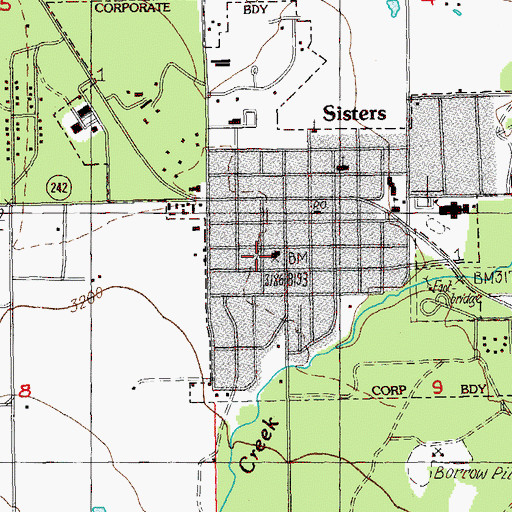 Topographic Map of Sisters Camp Sherman Rural Fire Protection District, OR