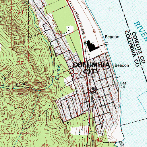 Topographic Map of Columbia River Fire and Rescue Columbia City, OR
