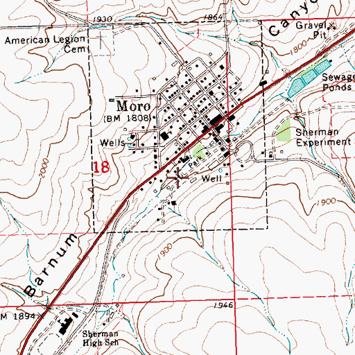 Topographic Map of Moro Rural Fire Protection District, OR