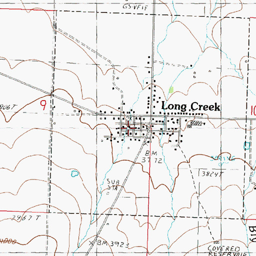 Topographic Map of Long Creek Fire Department, OR