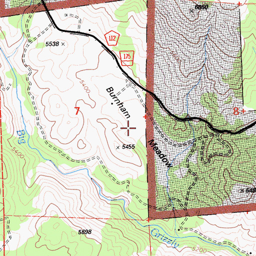 Topographic Map of Burnham Meadow, CA