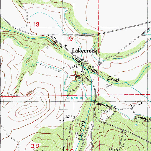 Topographic Map of Lake Creek Rural Fire District, OR