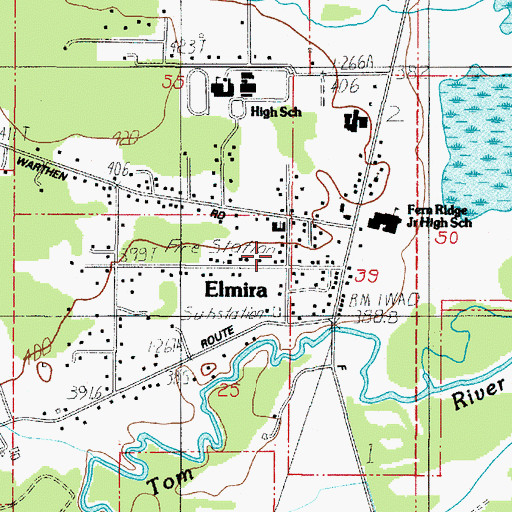 Topographic Map of Lane County Fire District 1 Station 105, OR