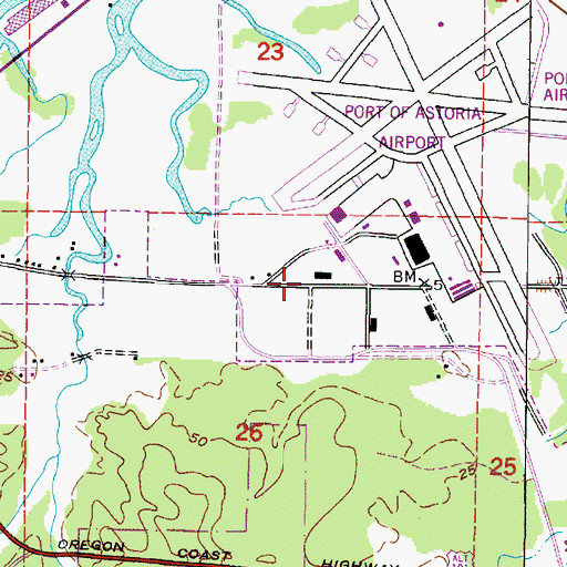 Topographic Map of United States Coast Guard Group Air Station Astoria, OR
