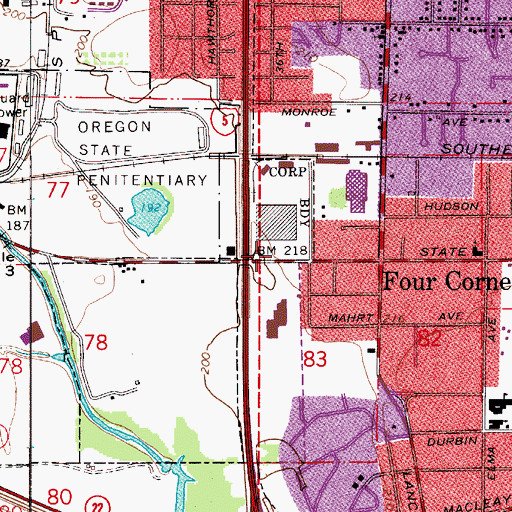 Topographic Map of Salem Fire Department Station 10, OR