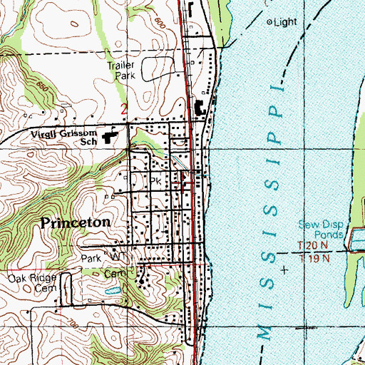 Topographic Map of Princeton Fire Department, IA