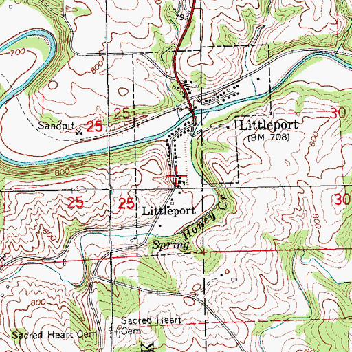 Topographic Map of Littleport Fire Department, IA