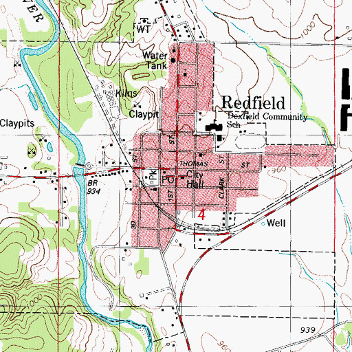 Topographic Map of Redfield Volunteer Fire Department, IA