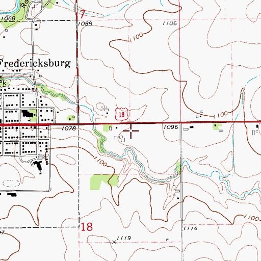 Topographic Map of Fredericksburg Fire Department, IA