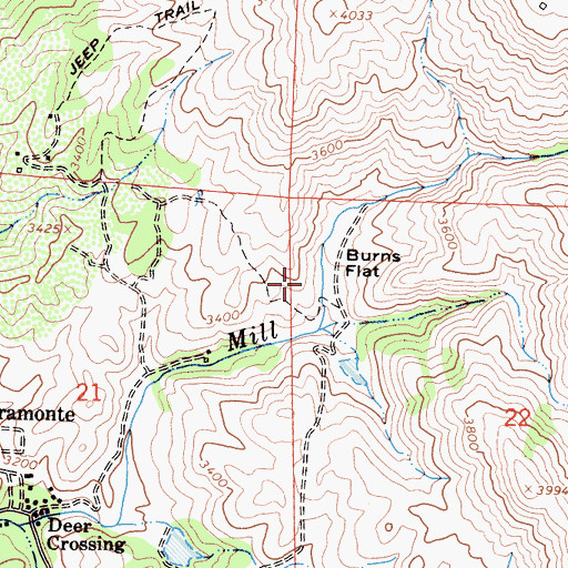 Topographic Map of Burns Flat, CA
