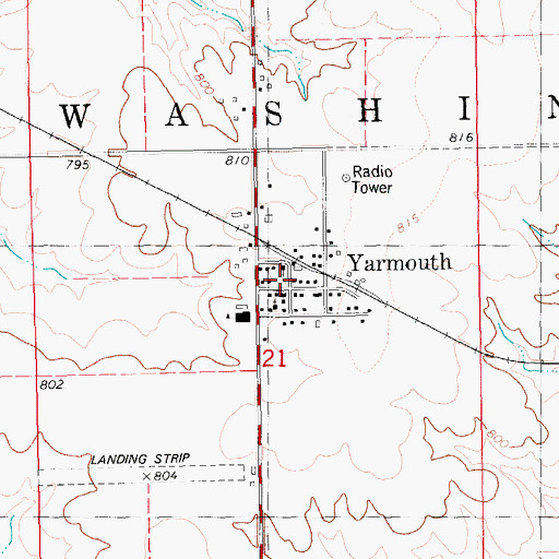 Topographic Map of Yarmouth Fire Department, IA