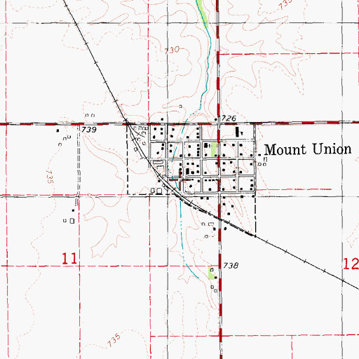 Topographic Map of Mount Union Benefited Fire Department, IA