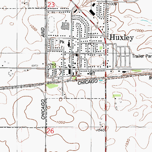 Topographic Map of Huxley Fire and Rescue, IA