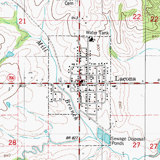 Topographic Map of Lacona Fire and Rescue, IA
